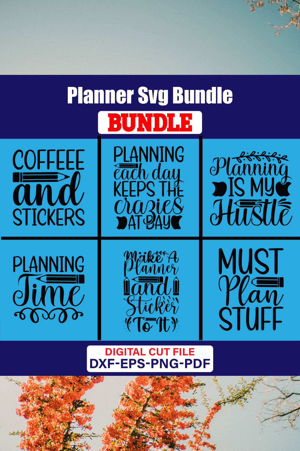 Planner SVG T-shirt Design Bundle Vol-02 pinterest preview image.