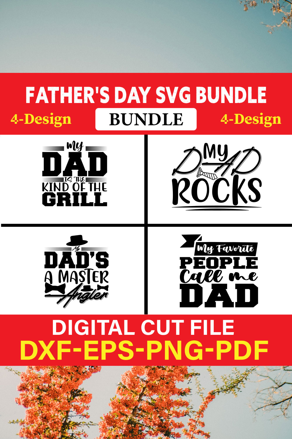 Father's Day SVG T-shirt Design Bundle Vol-4 pinterest preview image.