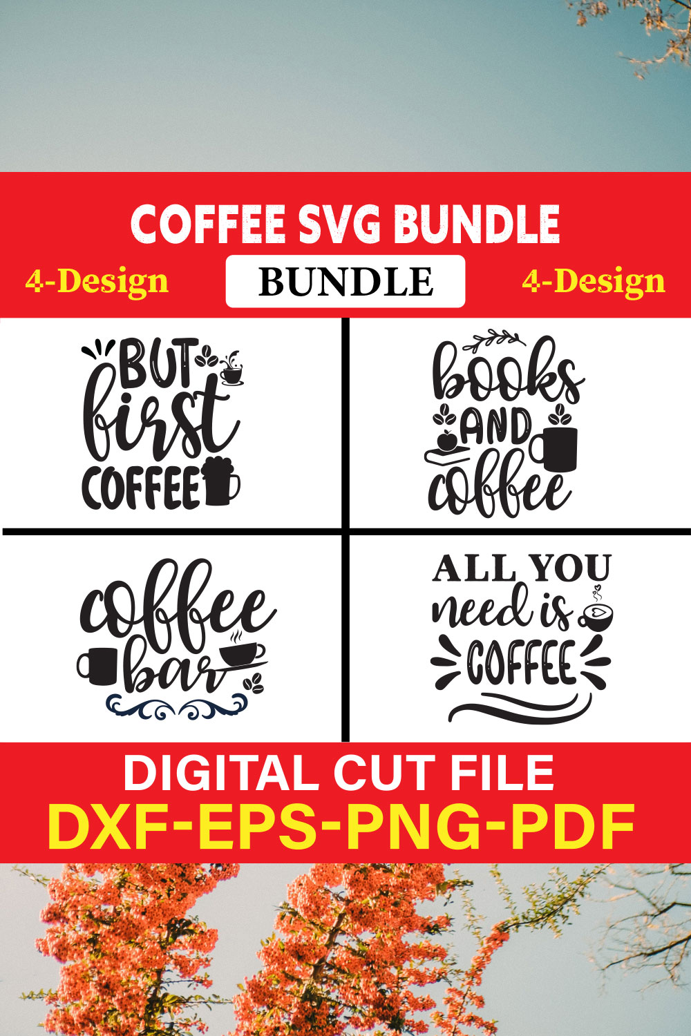 Coffee T-shirt Design Bundle Vol-1 pinterest preview image.