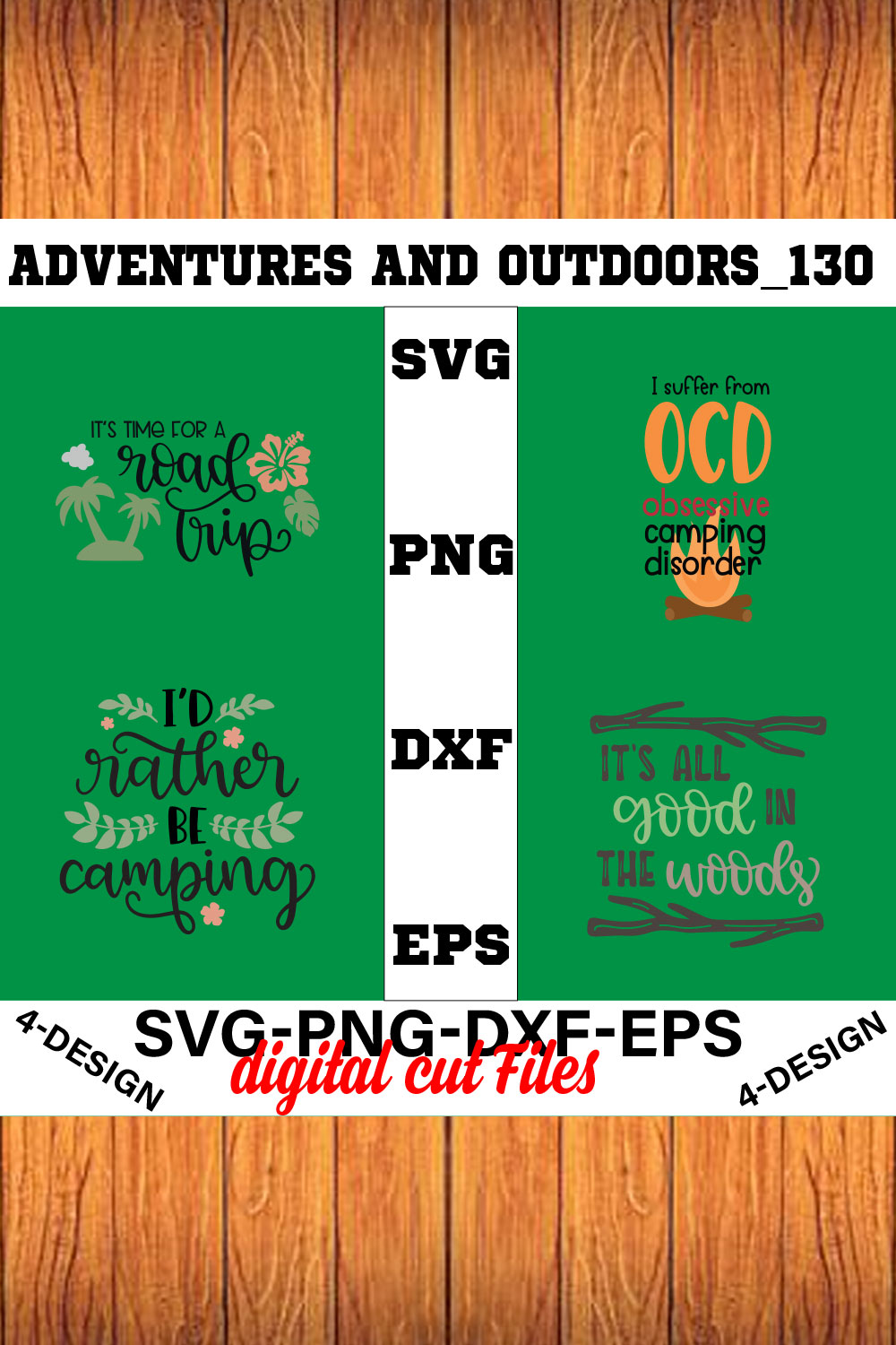 Adventures And Outdoors T-shirt Design Bundle Volume-17 pinterest preview image.