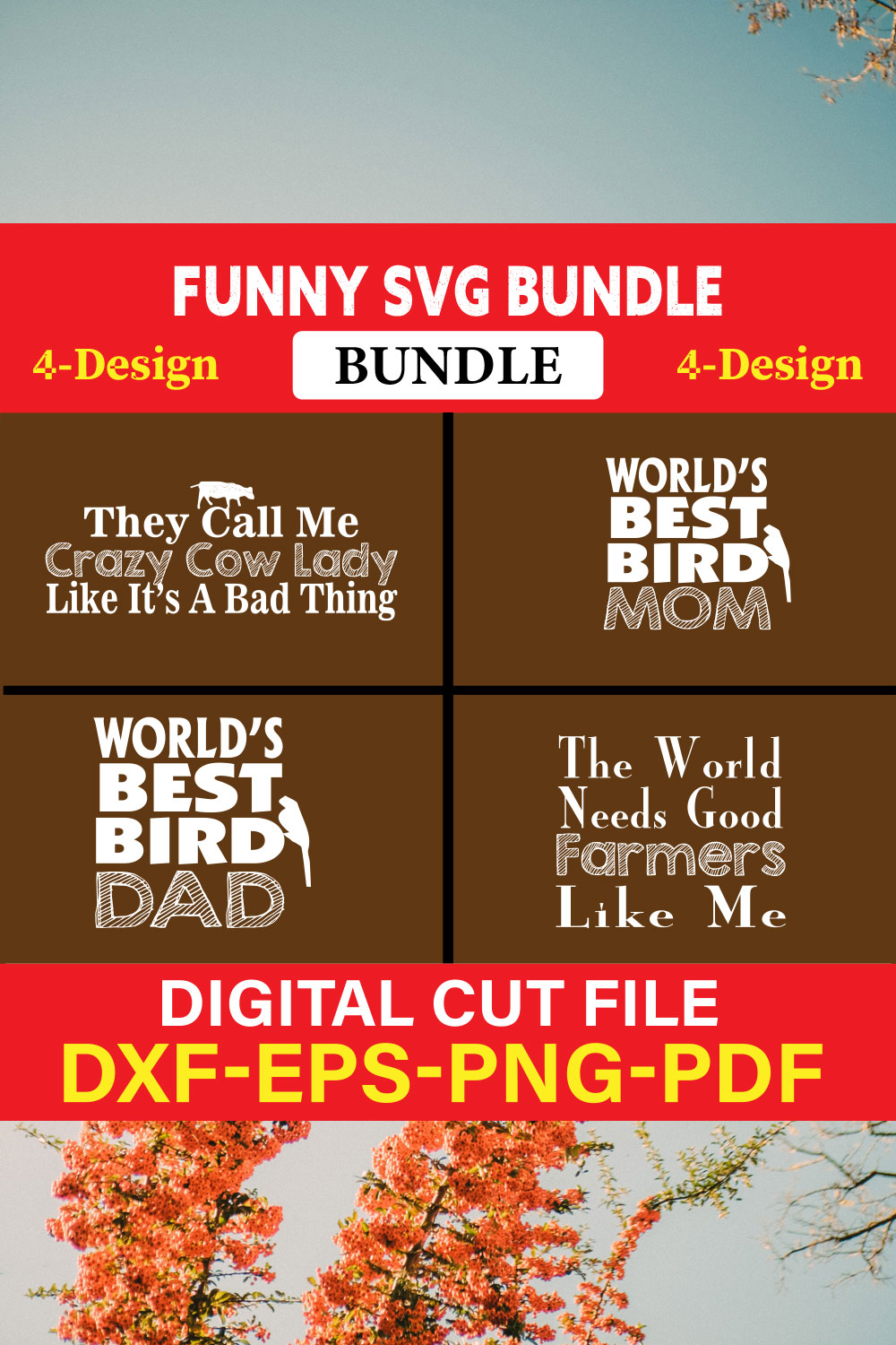 Funny SVG T-shirt Design Bundle Vol-29 pinterest preview image.