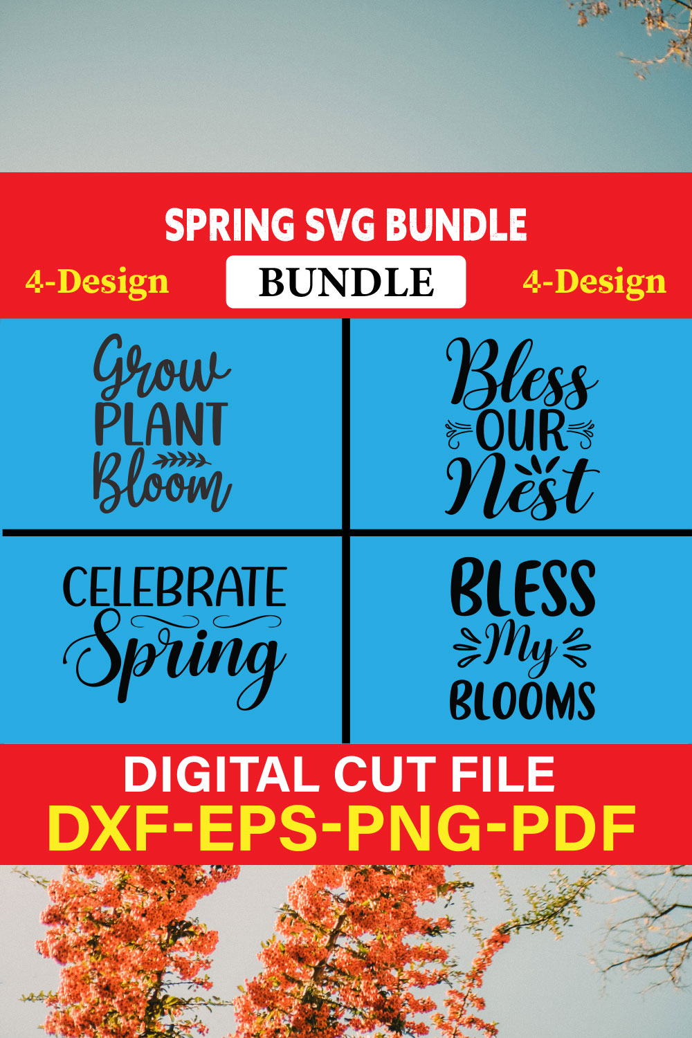 Spring T-shirt Design Bundle Vol-1 pinterest preview image.