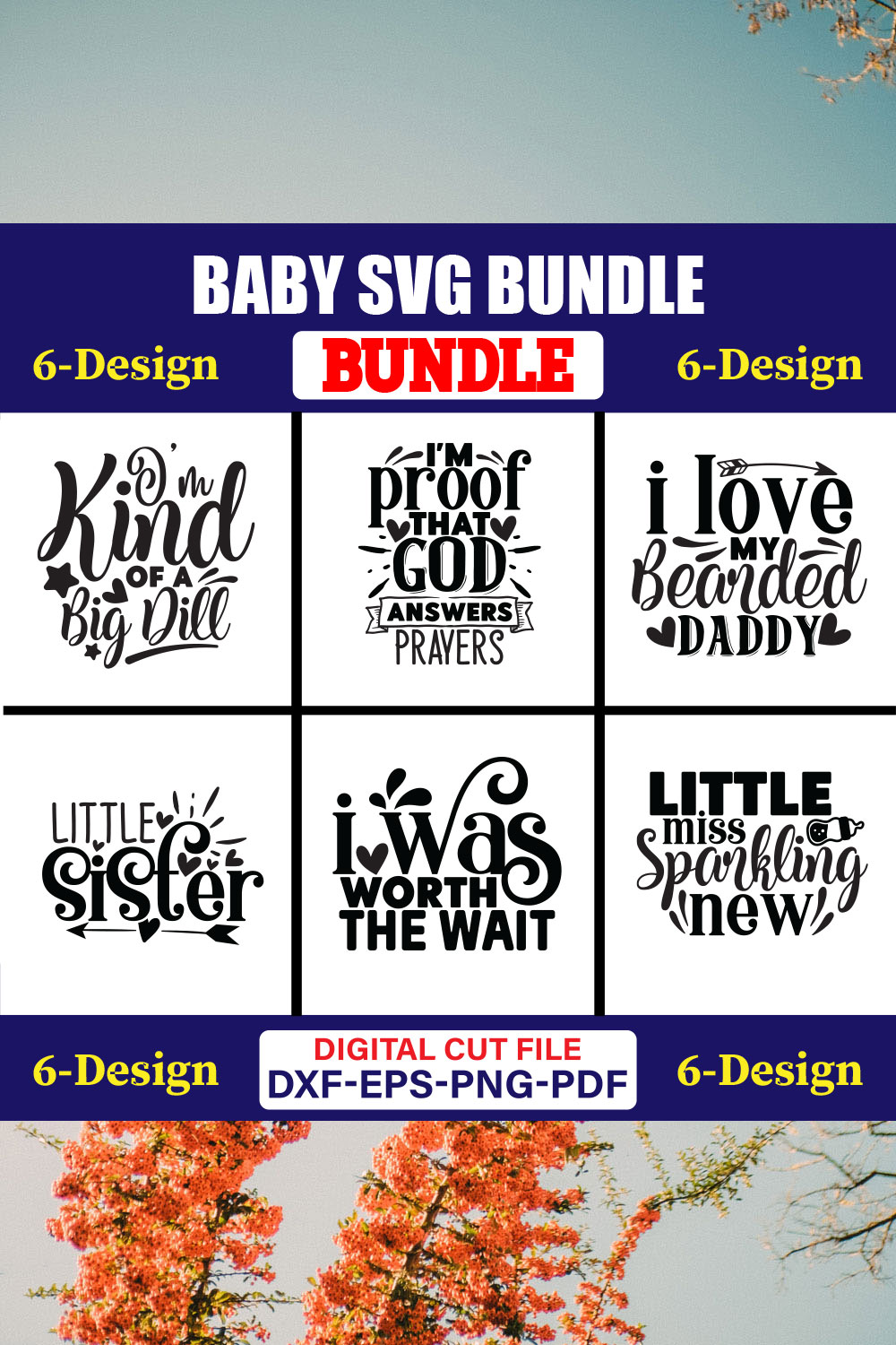 Baby SVG T-shirt Design Bundle Vol-25 pinterest preview image.