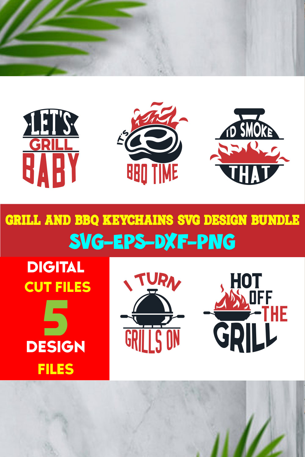 Grill and BBQ Keychains T-shirt Design Bundle Volume-03 pinterest preview image.