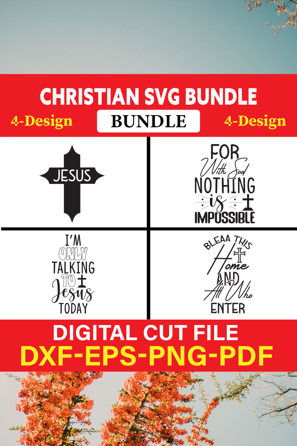 Christian T-shirt Design Bundle Vol-27 pinterest preview image.