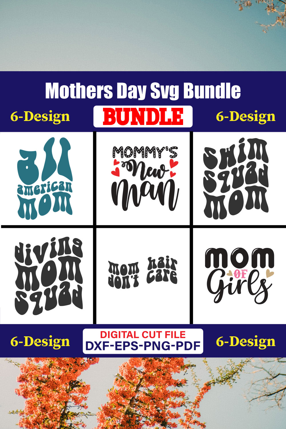 Mothers Day SVG Bundle, Mom life svg, Mama svg, Funny Mom Svg, Blessed mama svg, Mom of boys girls svg-Vol-62 pinterest preview image.