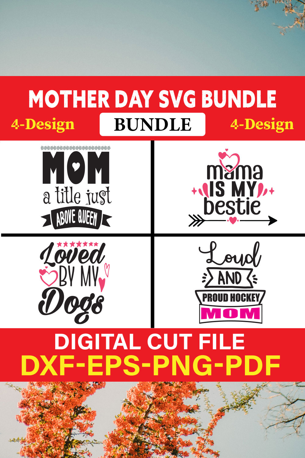 Mothers Day T-shirt Design Bundle Vol-41 pinterest preview image.