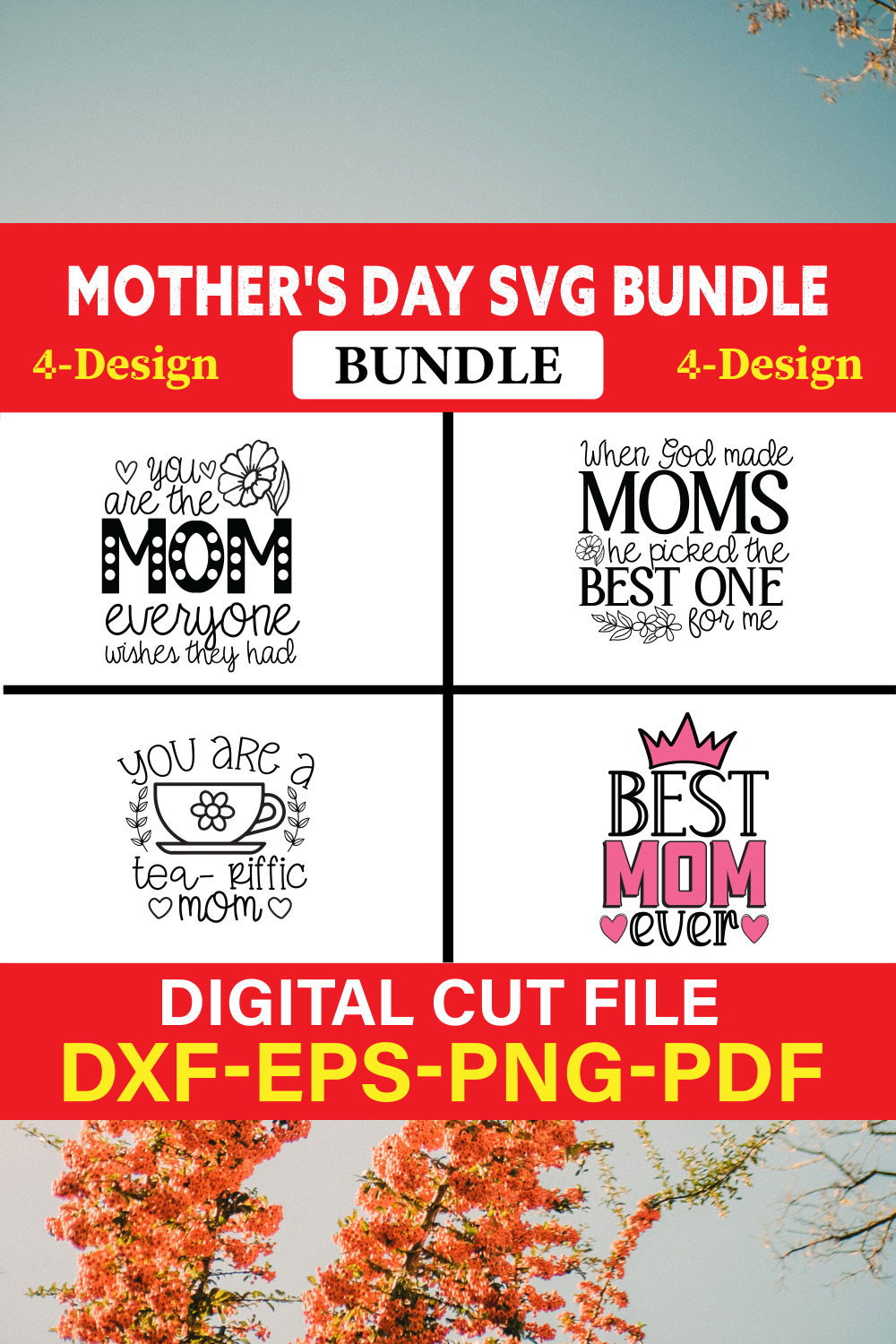 Mother's Day SVG T-shirt Design Bundle Vol-13 pinterest preview image.