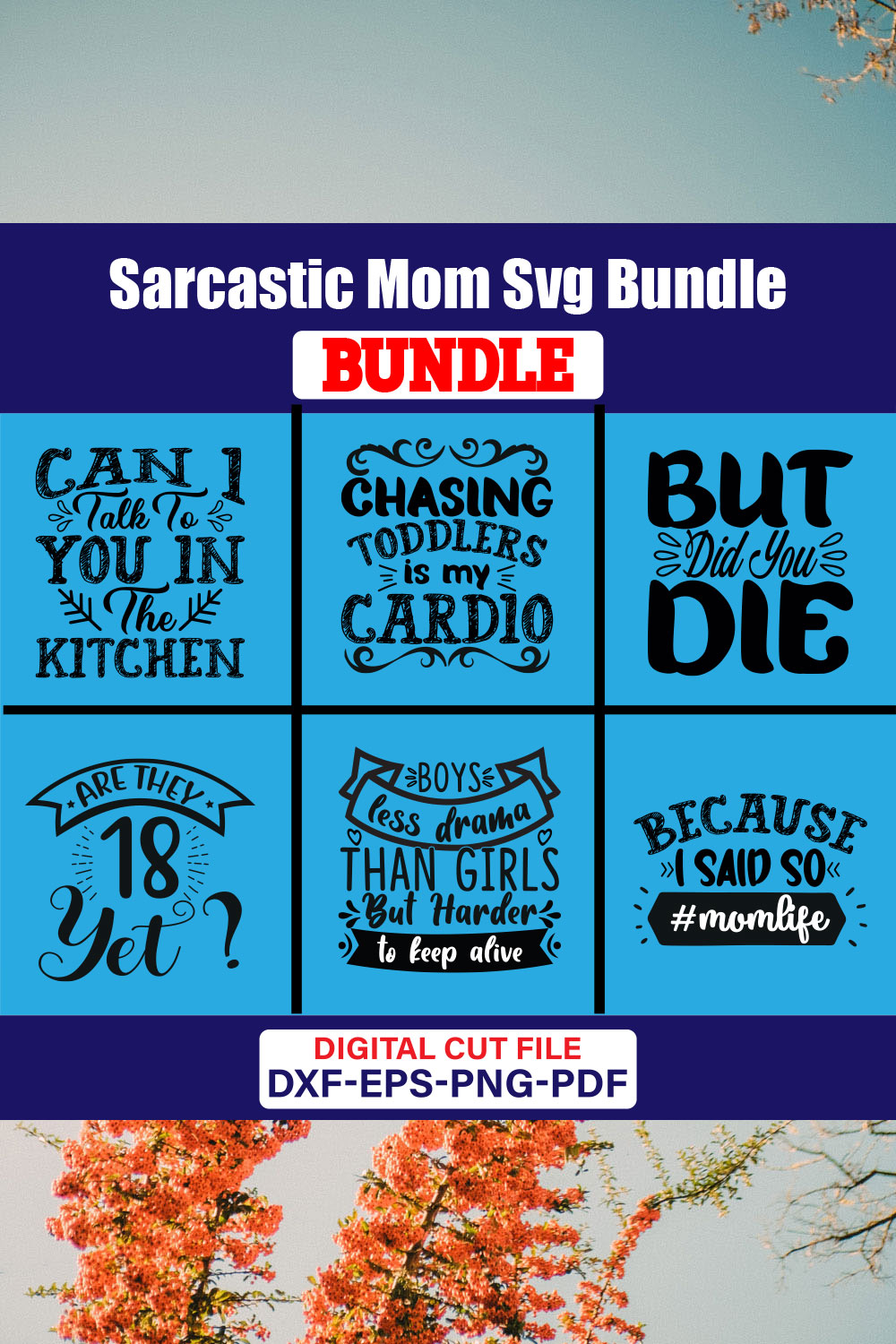 Sarcastic Mom SVG T-shirt Design Bundle Vol-01 pinterest preview image.