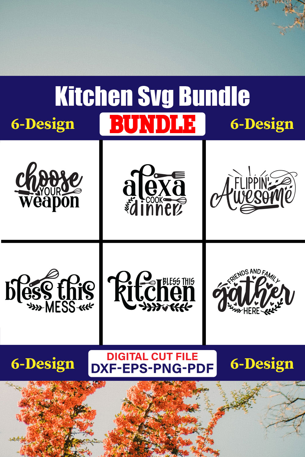 Kitchen T-shirt Design Bundle Vol-01 pinterest preview image.