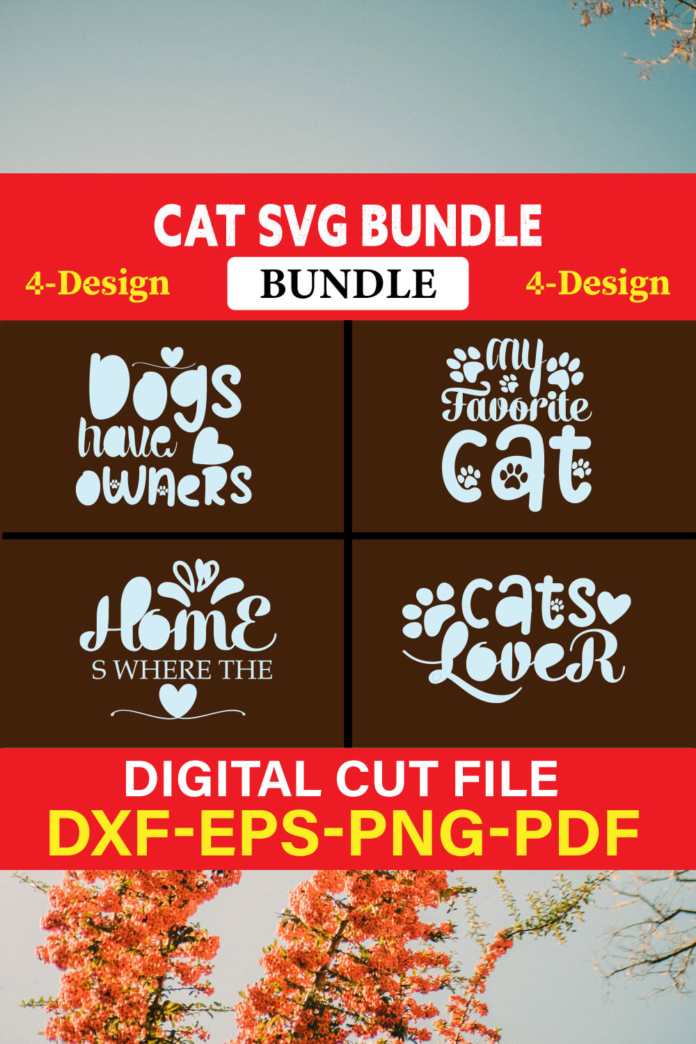 Cat T-shirt Design Bundle Vol-2 pinterest preview image.