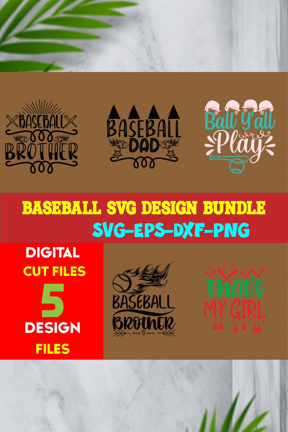 Baseball T-shirt Design Bundle Volume-06 pinterest preview image.