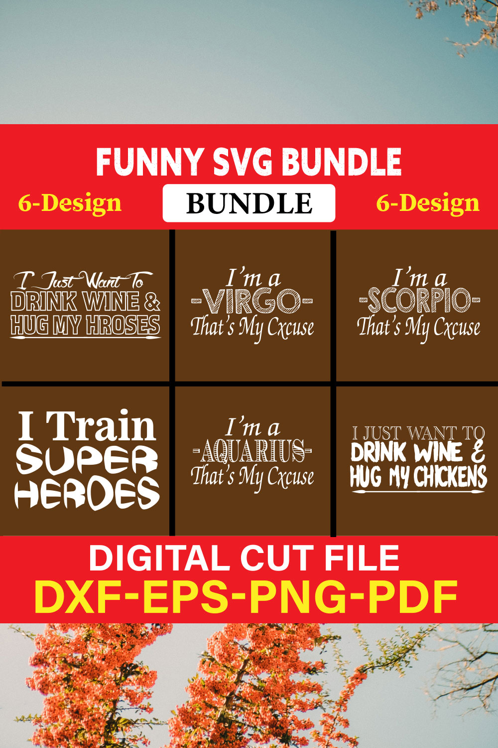 Funny SVG T-shirt Design Bundle Vol-13 pinterest preview image.