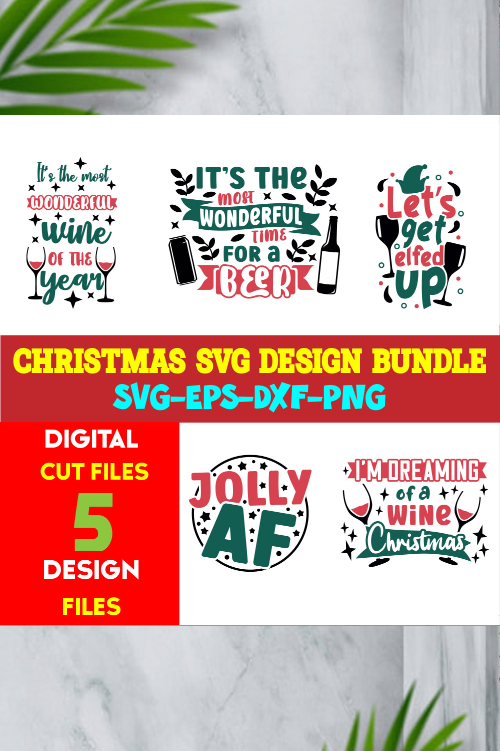 Christmas T-shirt Design SVG Bundle Free Volume-74 pinterest preview image.