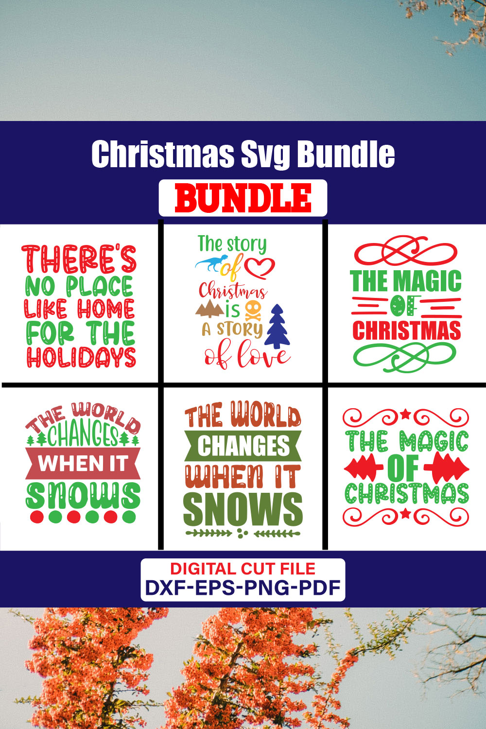 Christmas T-shirt Design Bundle Vol-78 pinterest preview image.