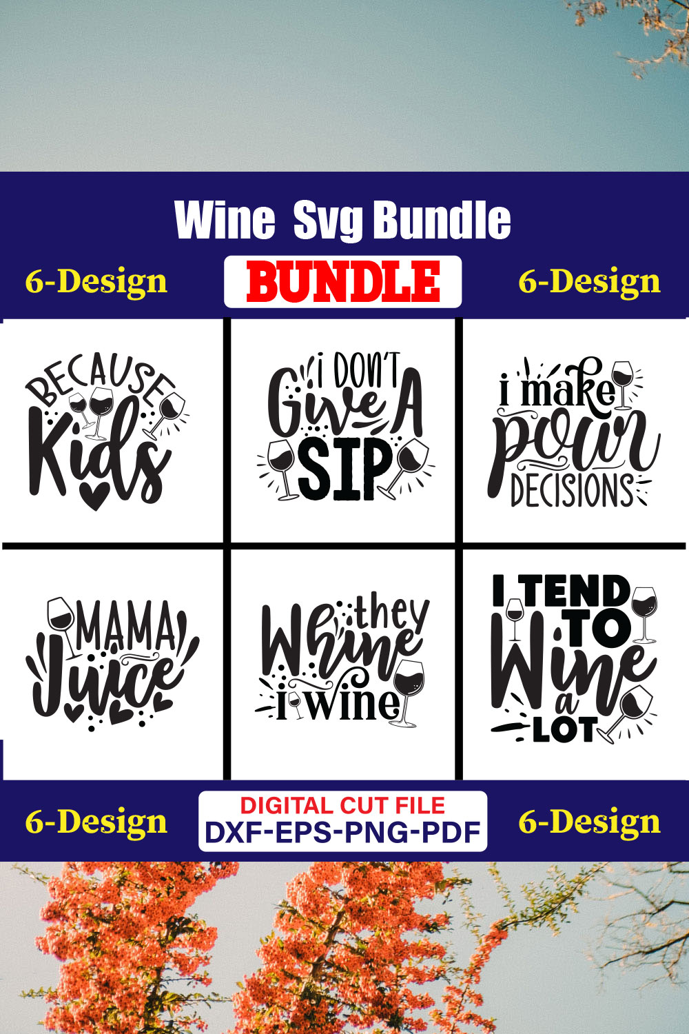 Wine T-shirt Design Bundle Vol-01 pinterest preview image.