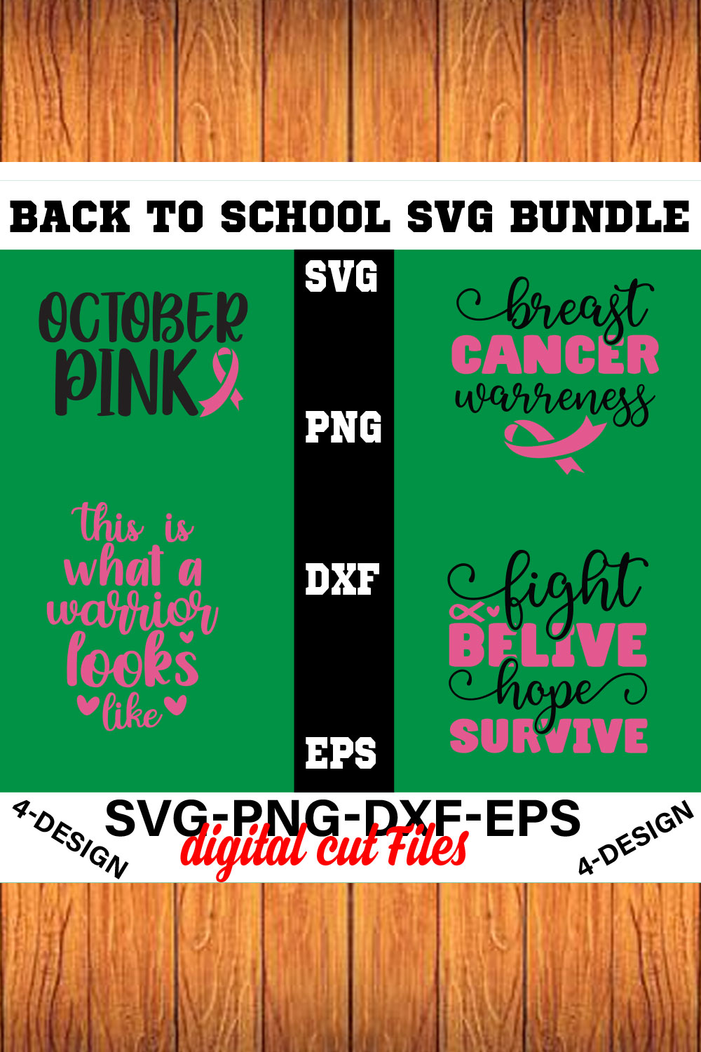 Breast Cancer Svg T-shirt Design Bundle Volume-03 pinterest preview image.