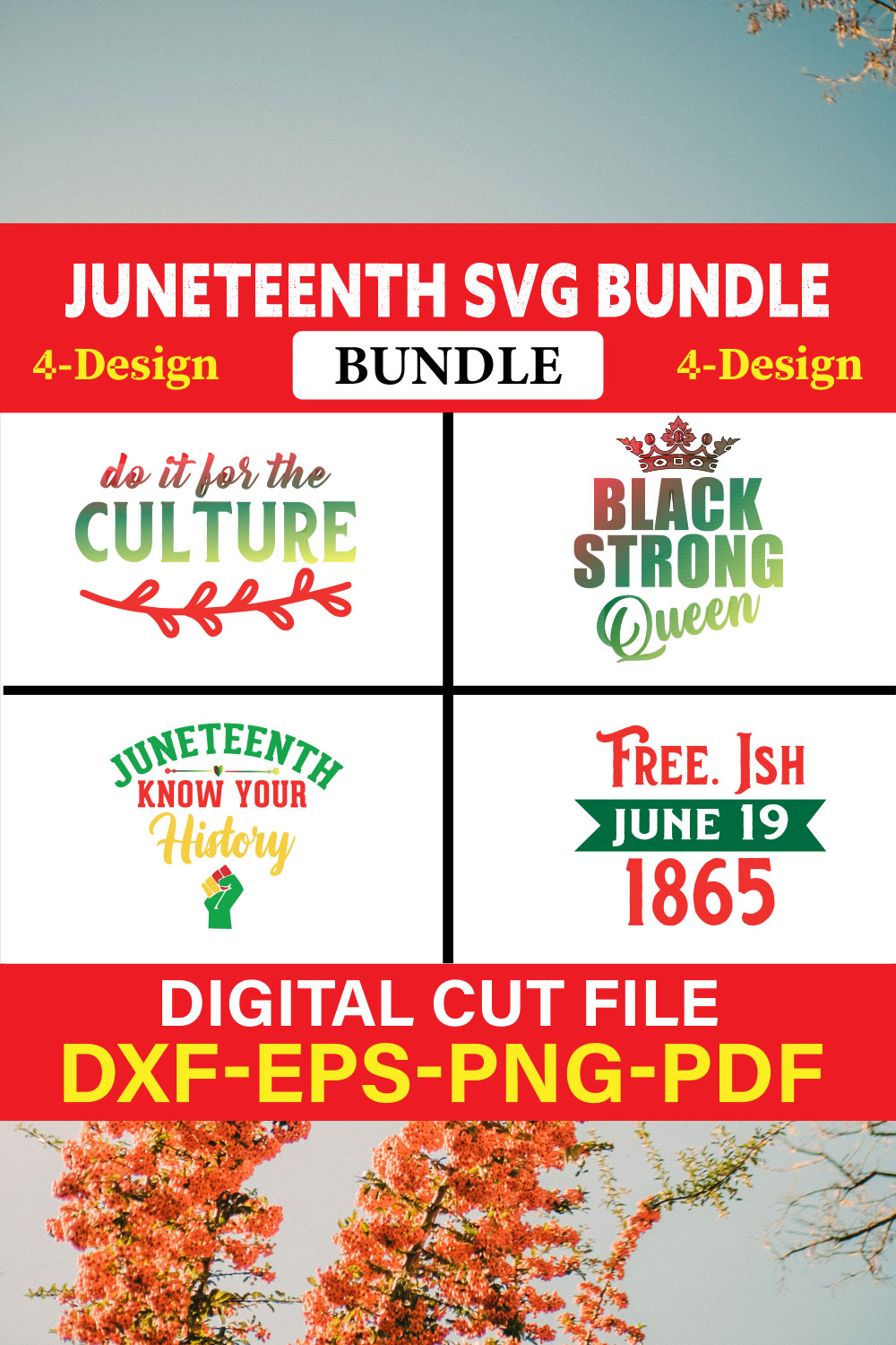 Juneteenth T-shirt Design Bundle Vol-4 pinterest preview image.