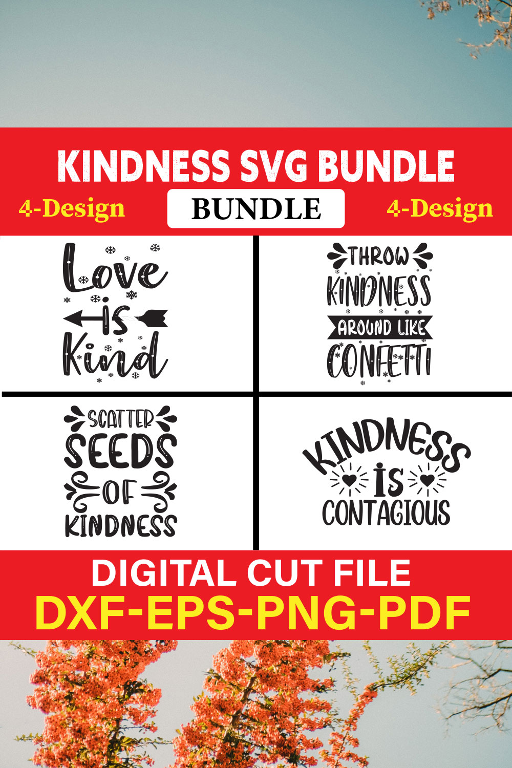 Kindness T-shirt Design Bundle Vol-4 pinterest preview image.