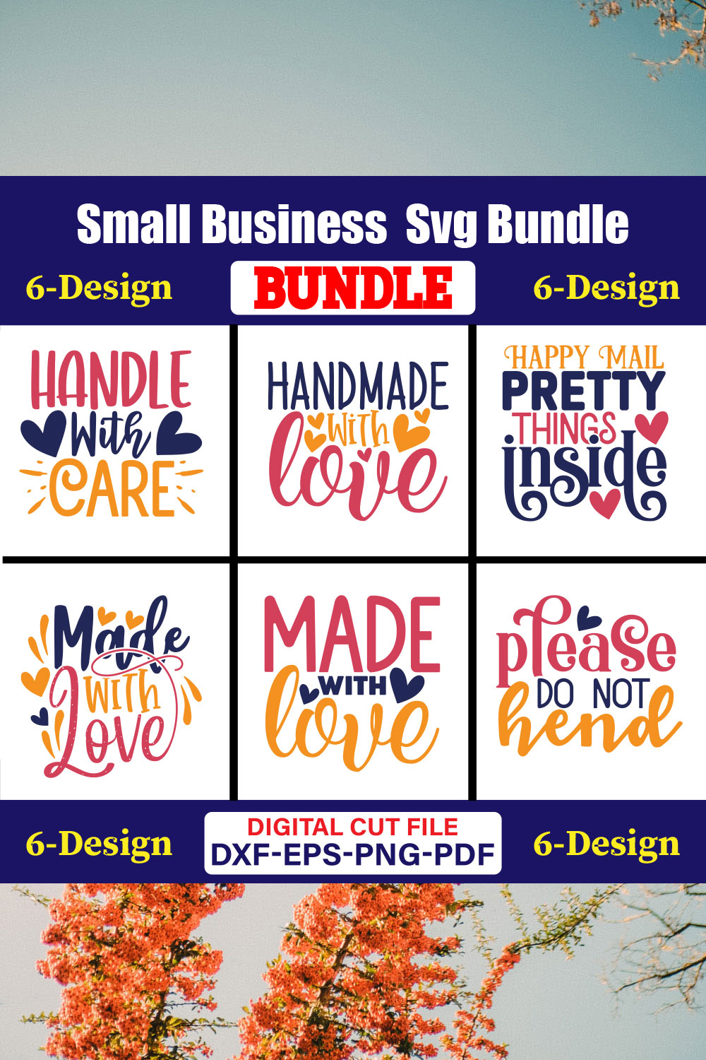 Small Business T-shirt Design Bundle Vol-01 pinterest preview image.