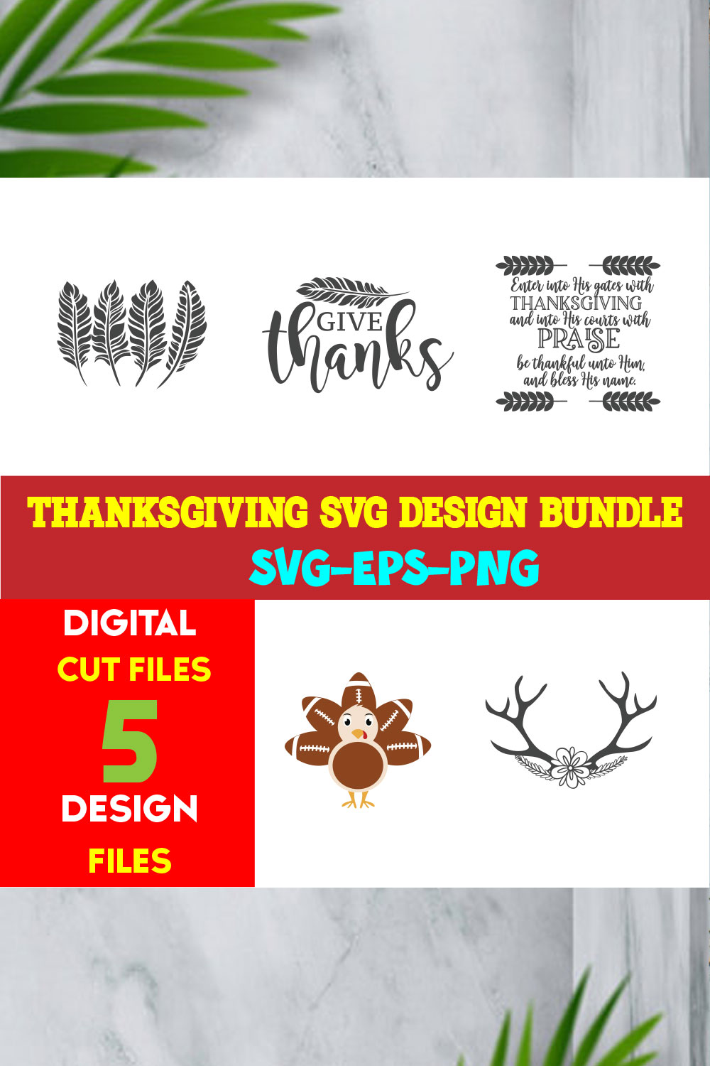 Thanksgiving T-shirt Design Bundle Volume -02 pinterest preview image.