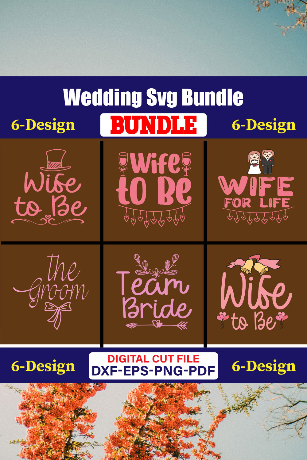 Wedding T-shirt Design Bundle Vol-42 pinterest preview image.
