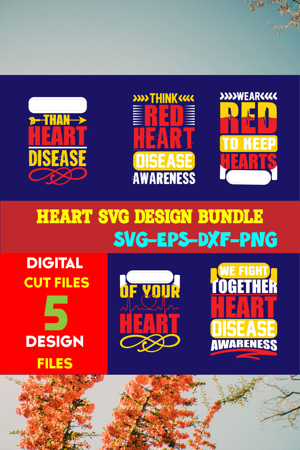 Heart T-shirt Design Bundle Volume-04 pinterest preview image.