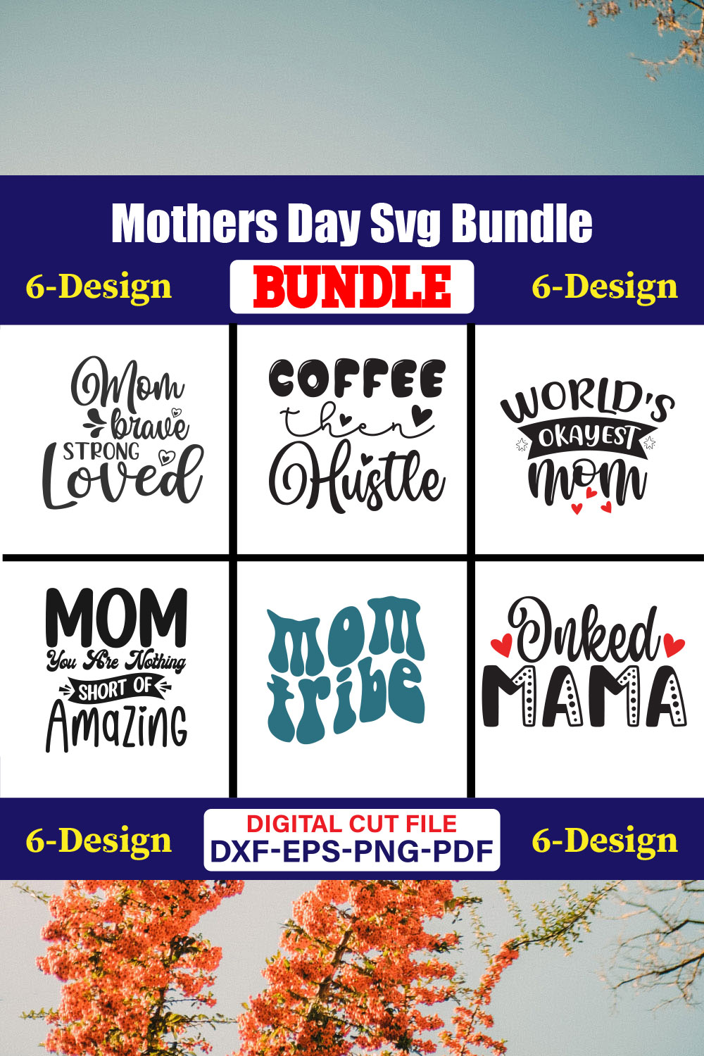 Mothers Day SVG Bundle, Mom life svg, Mama svg, Funny Mom Svg, Blessed mama svg, Mom of boys girls svg-Vol-139 pinterest preview image.