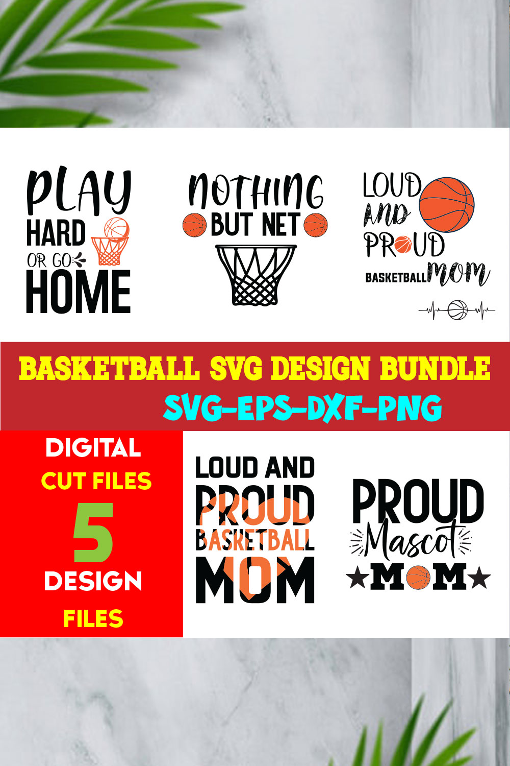 Basketball T-shirt Design Bundle Volume- 02 pinterest preview image.