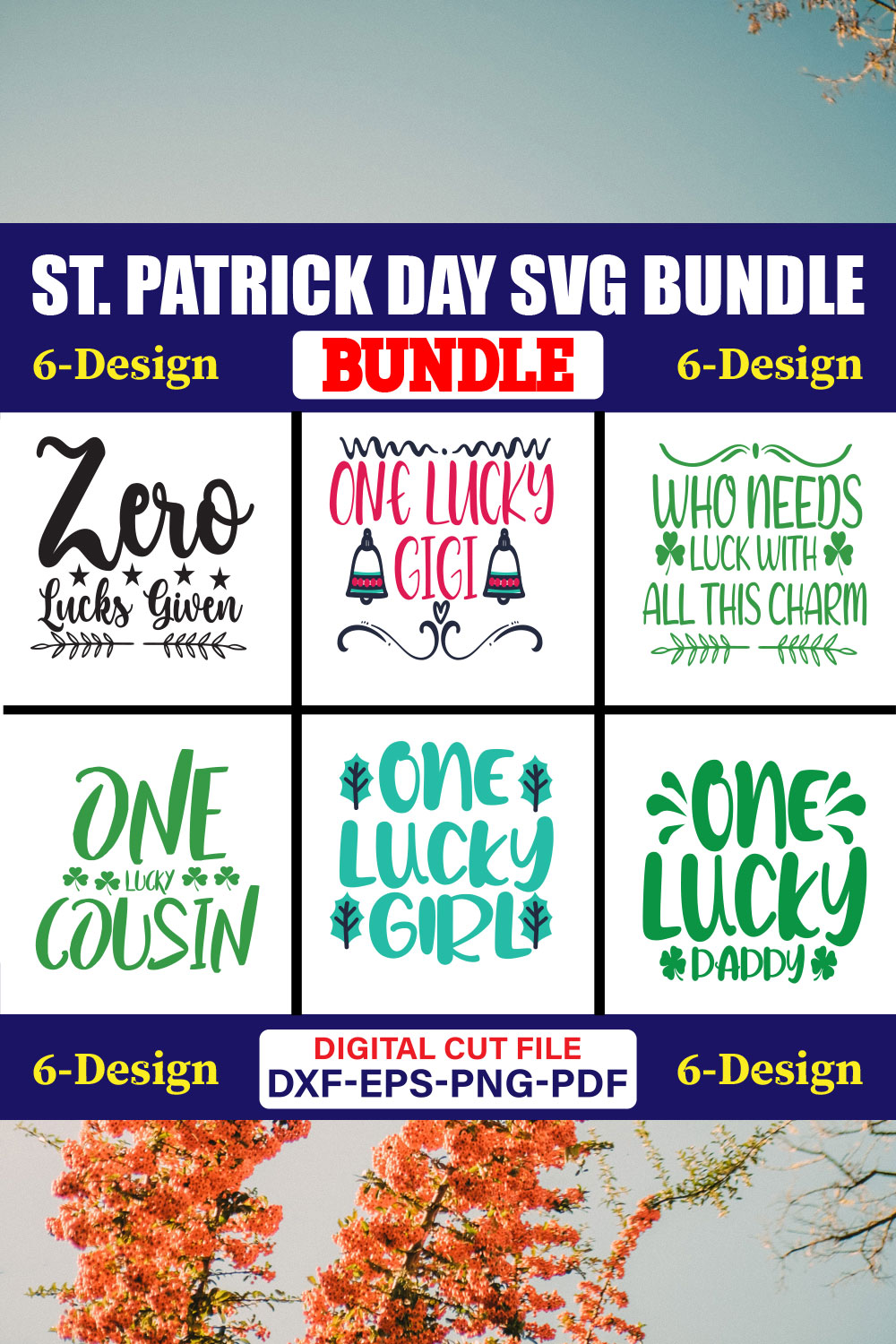 St Patrick Day SVG T-shirt Design Bundle Vol-26 pinterest preview image.