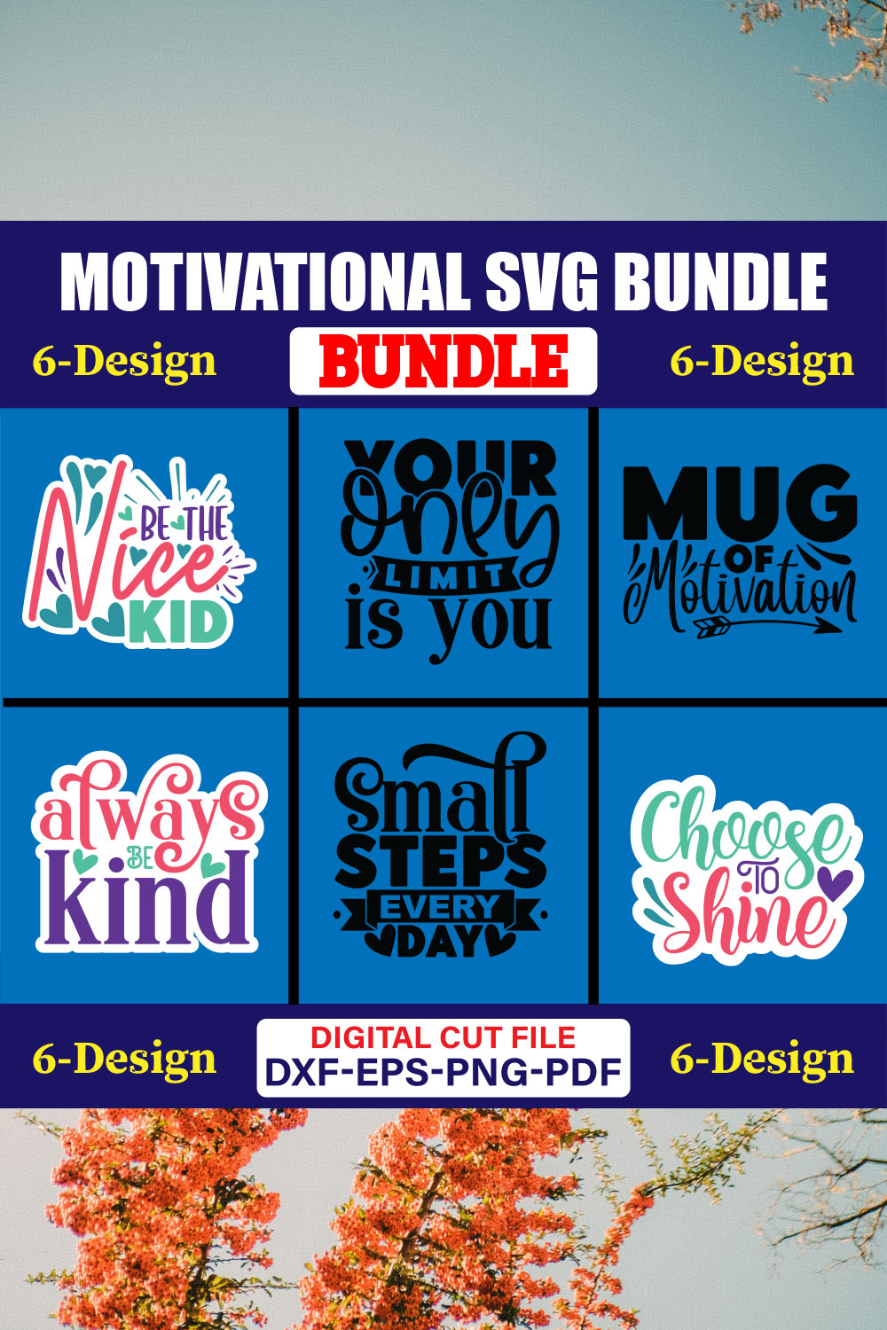 Motivational SVG T-shirt Design Bundle Vol-09 pinterest preview image.