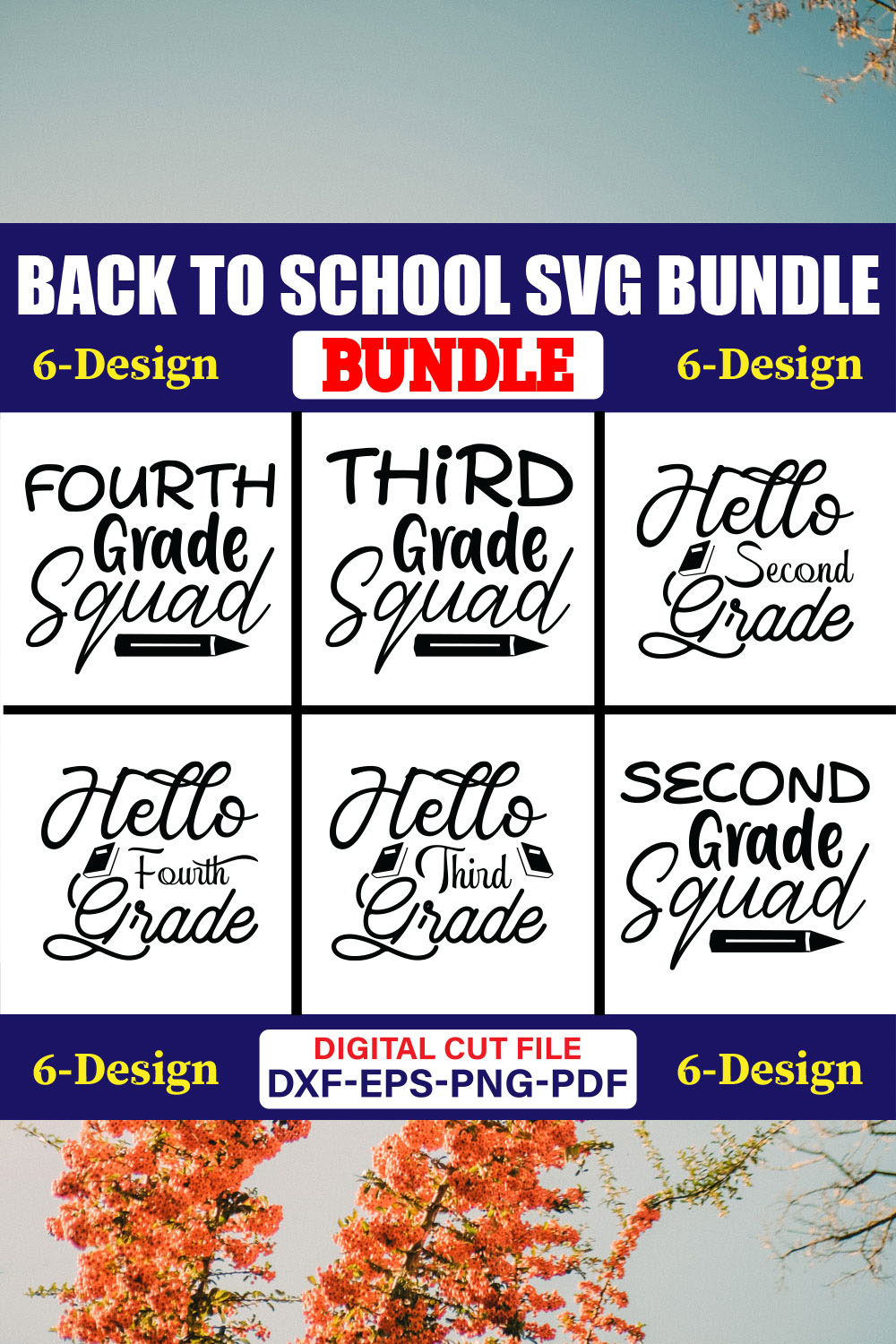 Back To School SVG T-shirt Design Bundle Vol-28 pinterest preview image.