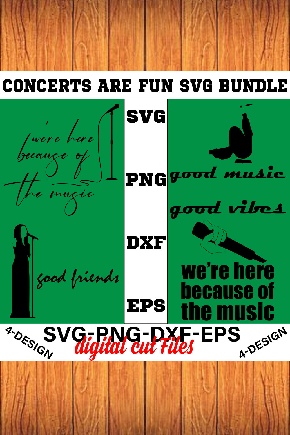 Concerts are Fun SVG T-shirt Design Bundle Volume-10 pinterest preview image.