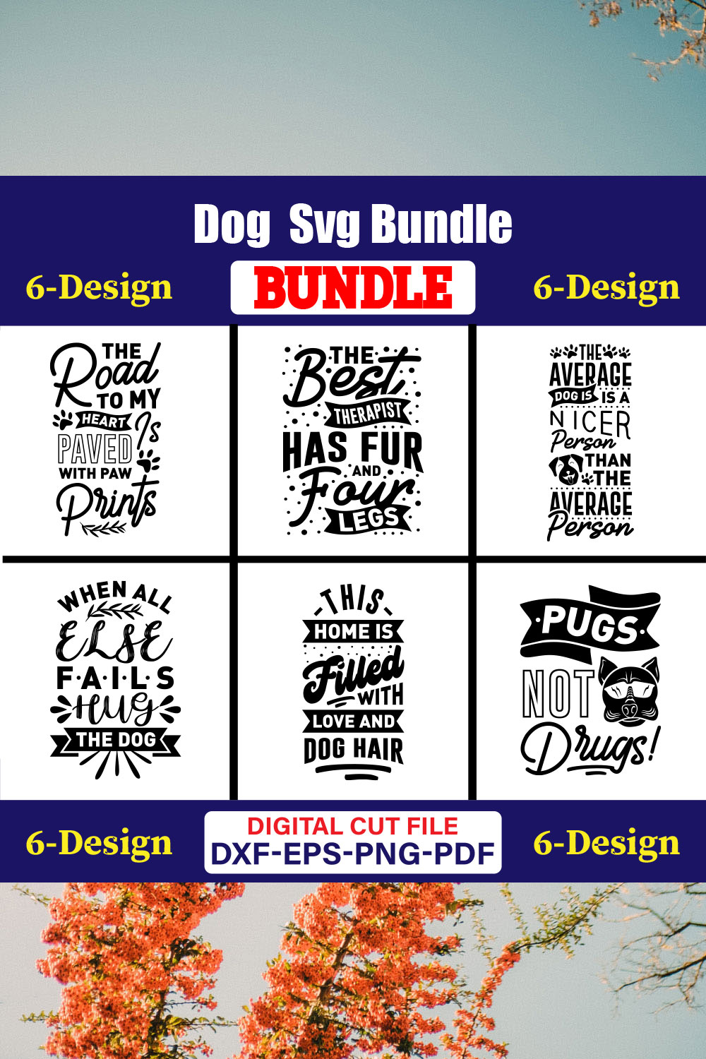 Dog SVG T-shirt Design Bundle Vol-23 pinterest preview image.