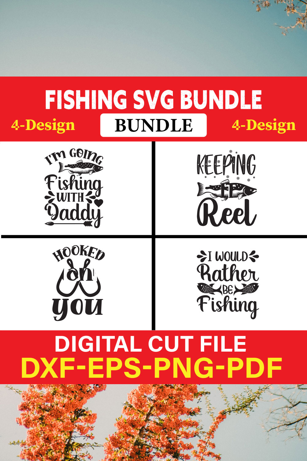 Fishing T-shirt Design Bundle Vol-13 pinterest preview image.
