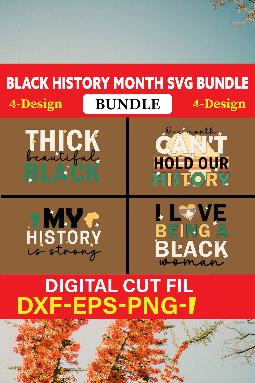 Black History Month T-shirt Design Bundle Vol-3 pinterest preview image.