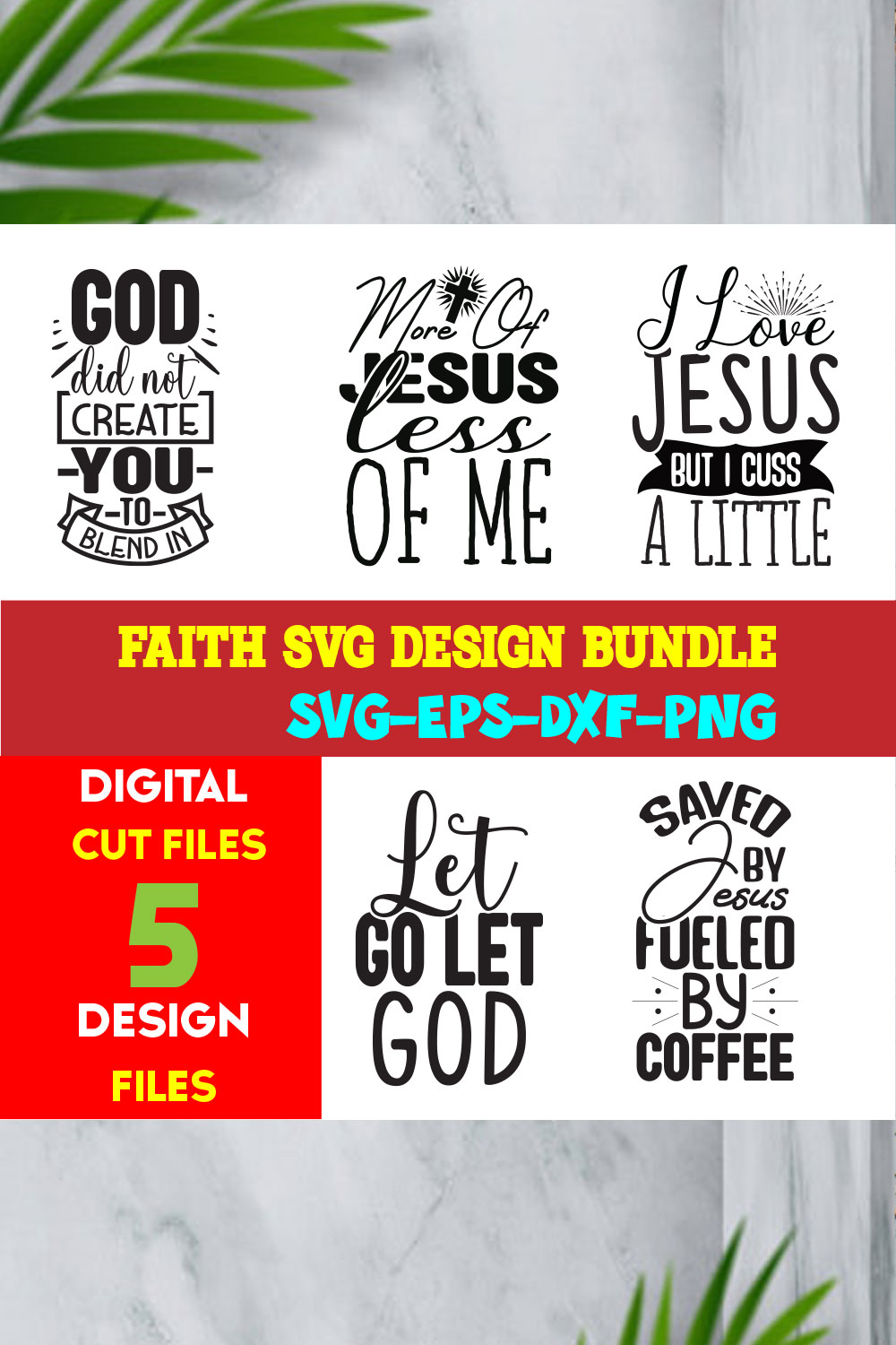 Faith T-shirt Design Bundle Volume-05 pinterest preview image.