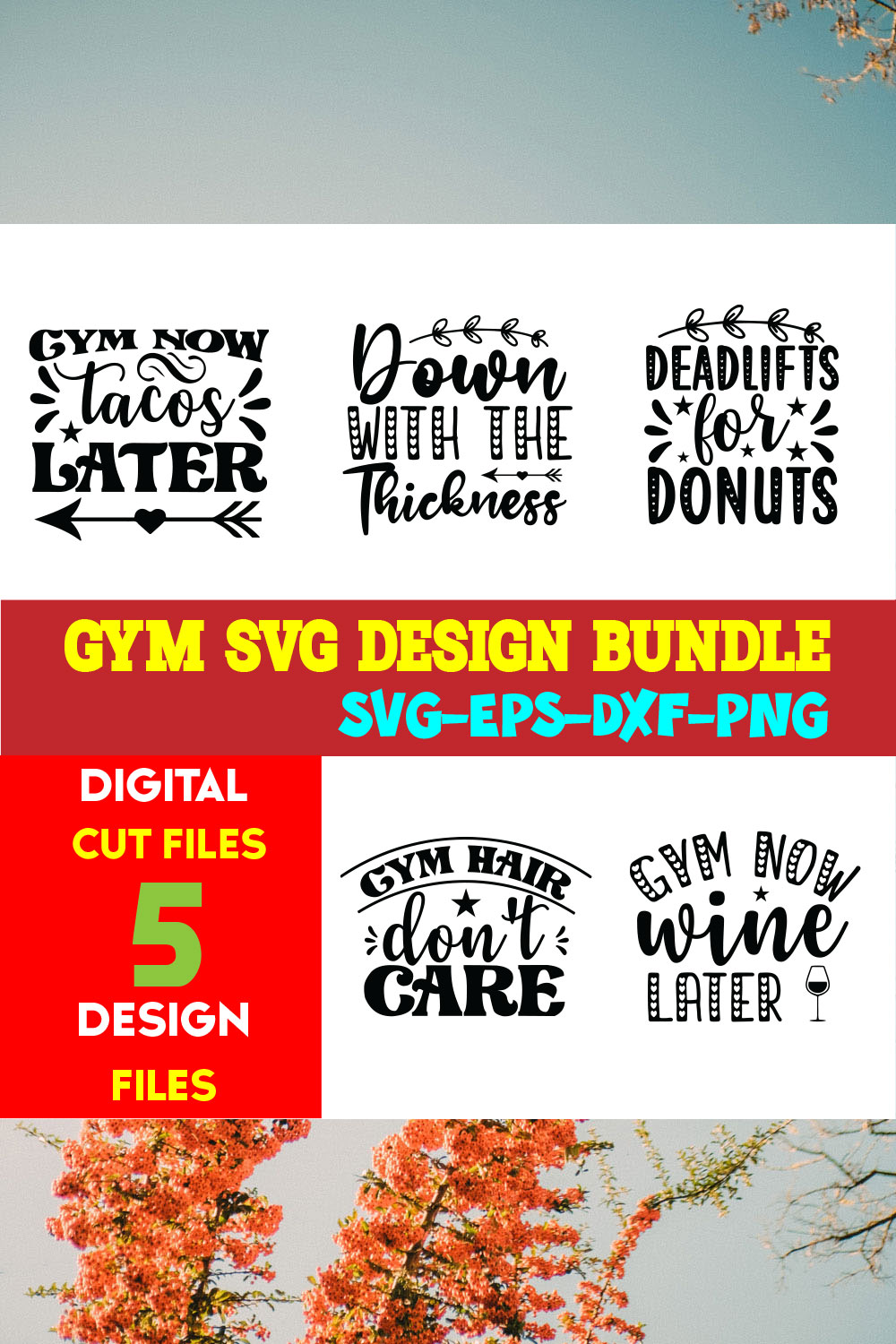 Gym T-shirt Design Bundle Volume-03 pinterest preview image.