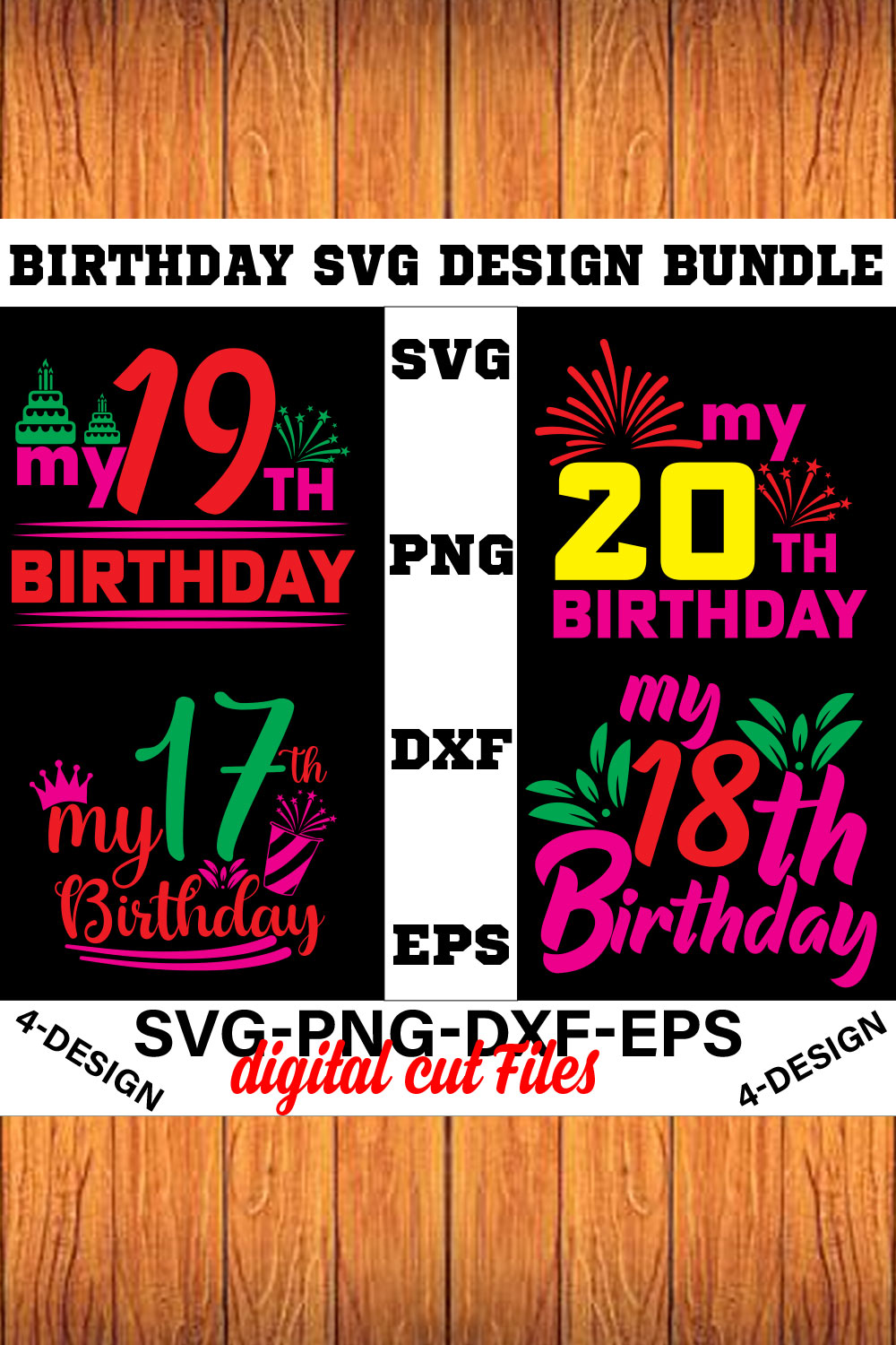 birthday svg design bundle Happy birthday svg bundle hand lettered birthday svg birthday party svg Volume-05 pinterest preview image.