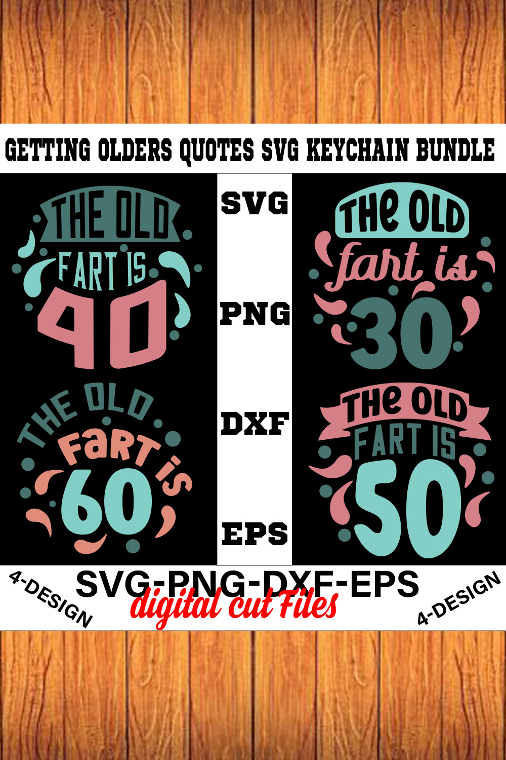 Getting Olders Quotes SVG Keychain Bundle Vol-3 pinterest preview image.