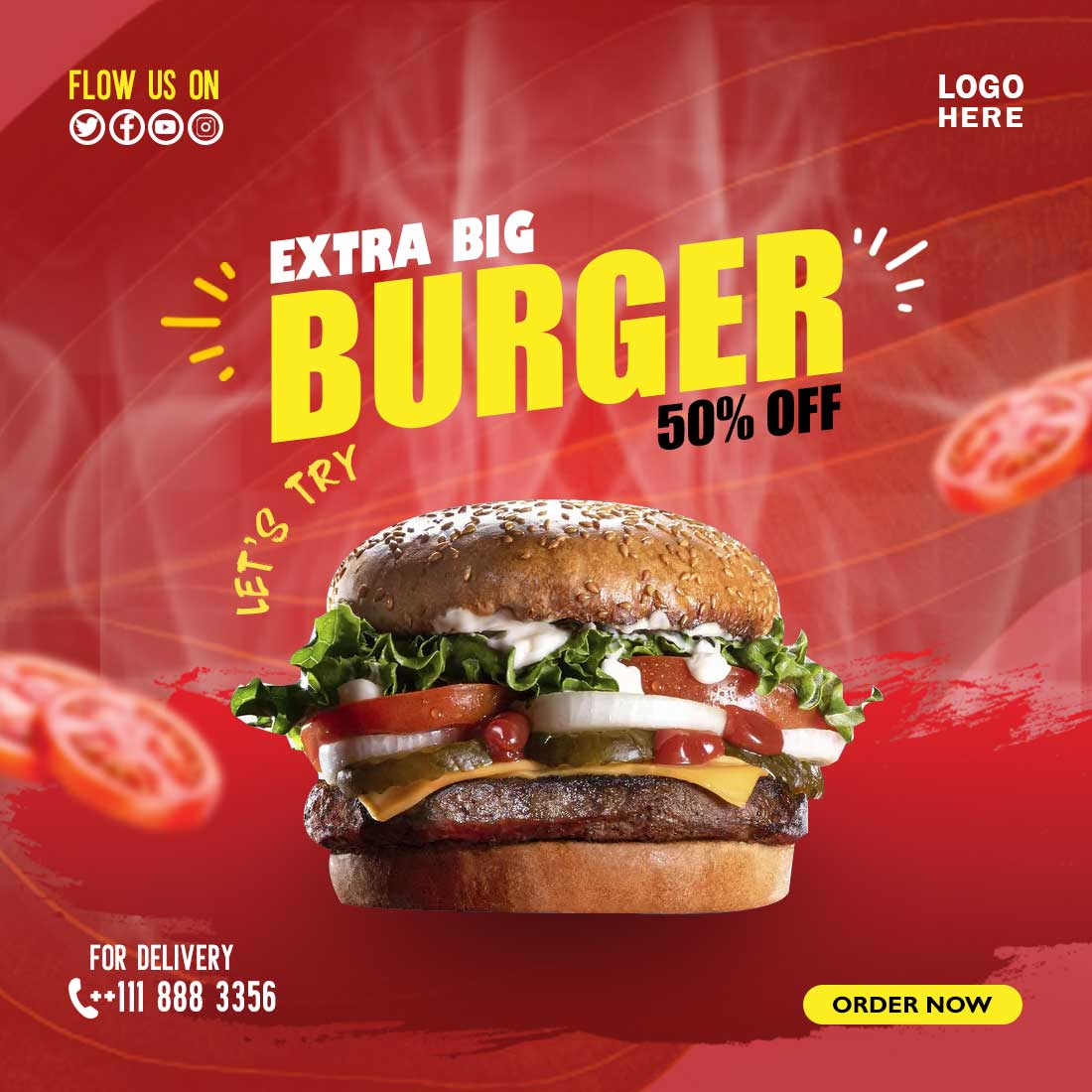 Extra Big 50% Offer Burger Templates preview image.