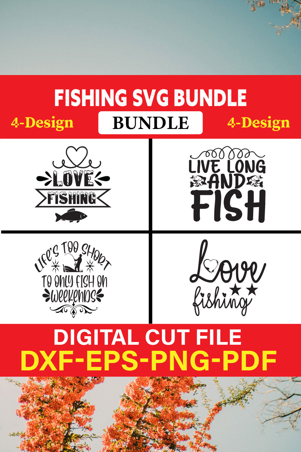 Fishing T-shirt Design Bundle Vol-7 pinterest preview image.
