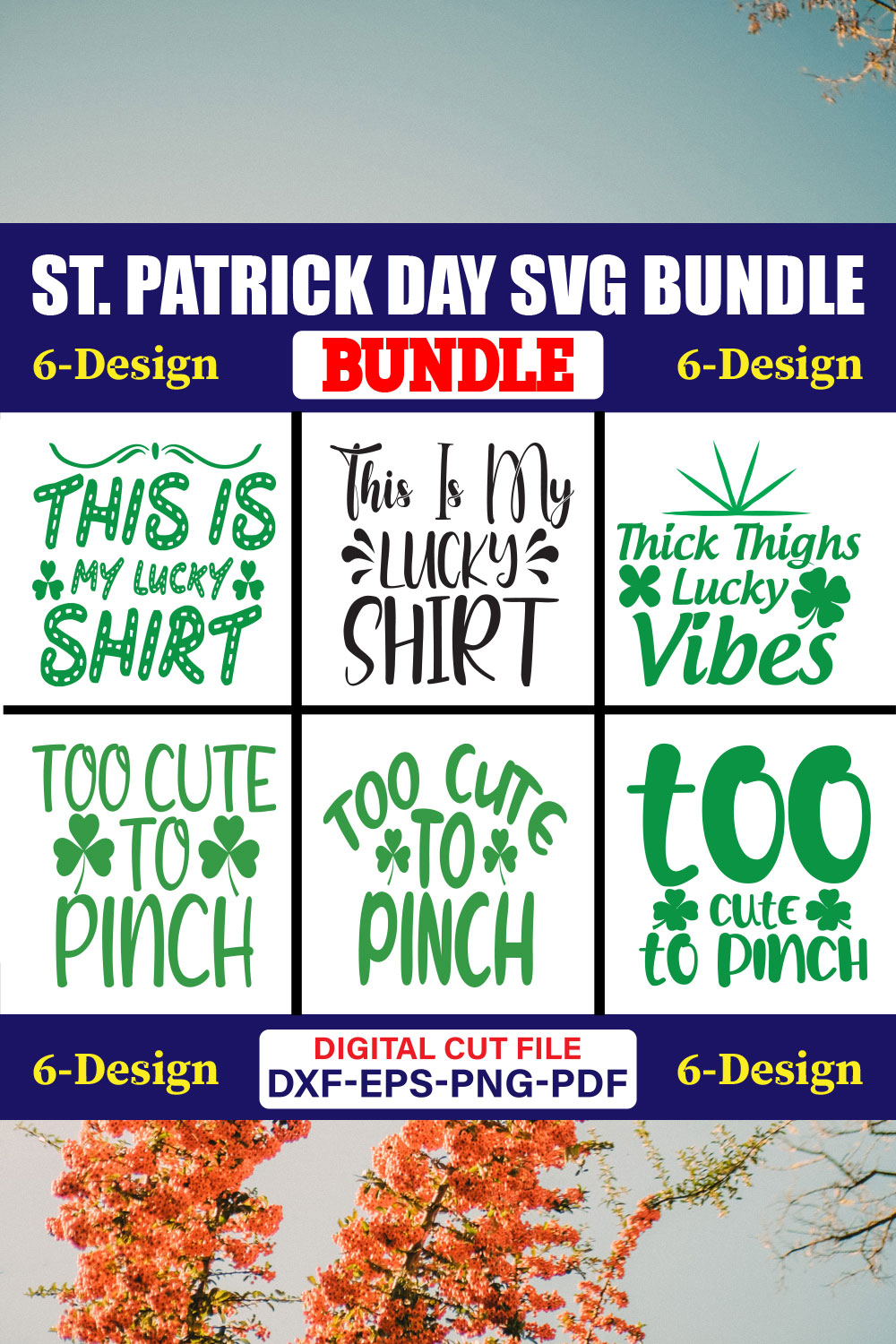 St Patrick Day SVG T-shirt Design Bundle Vol-32 pinterest preview image.