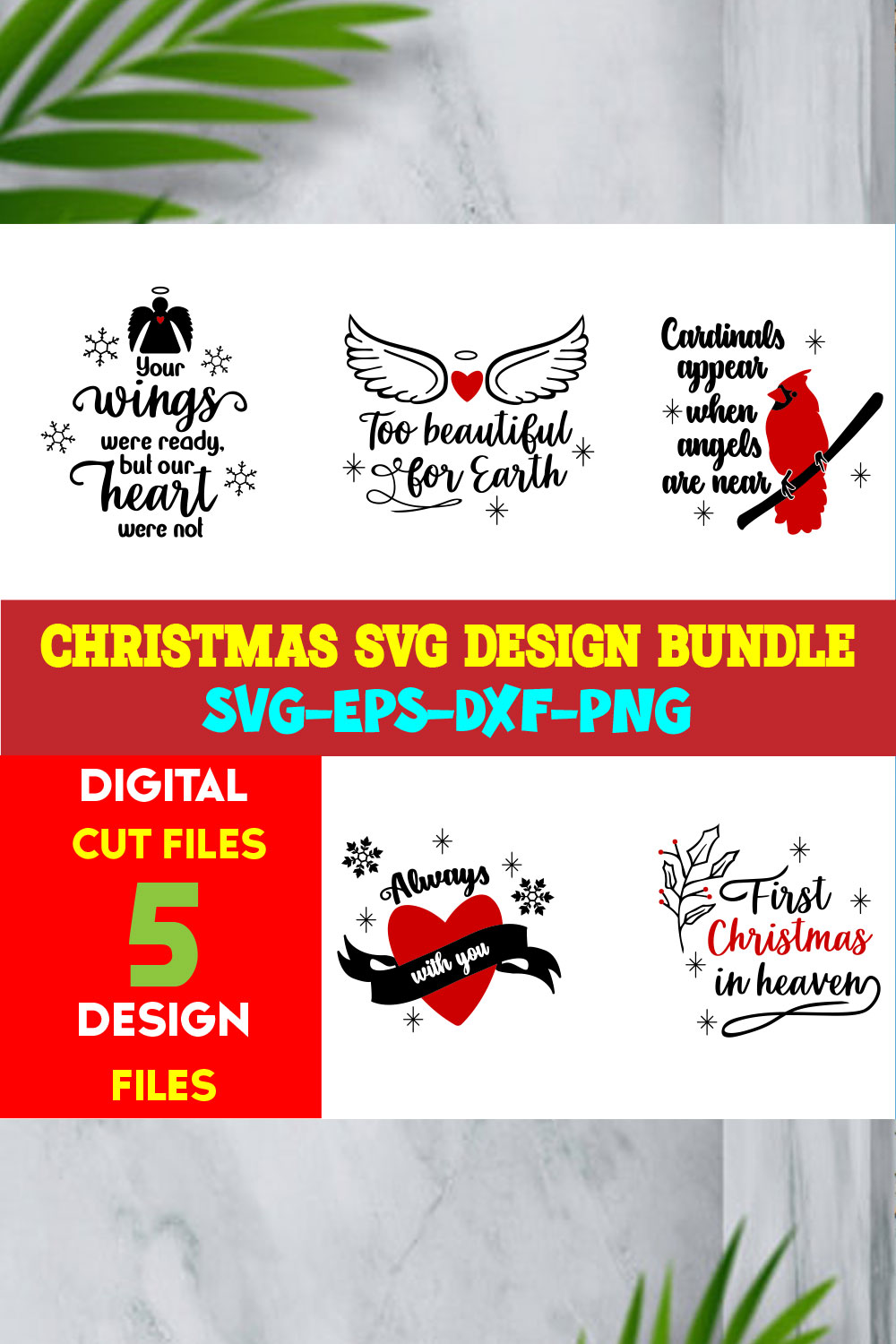 Christmas T-shirt Design SVG Bundle Free Volume-61 pinterest preview image.