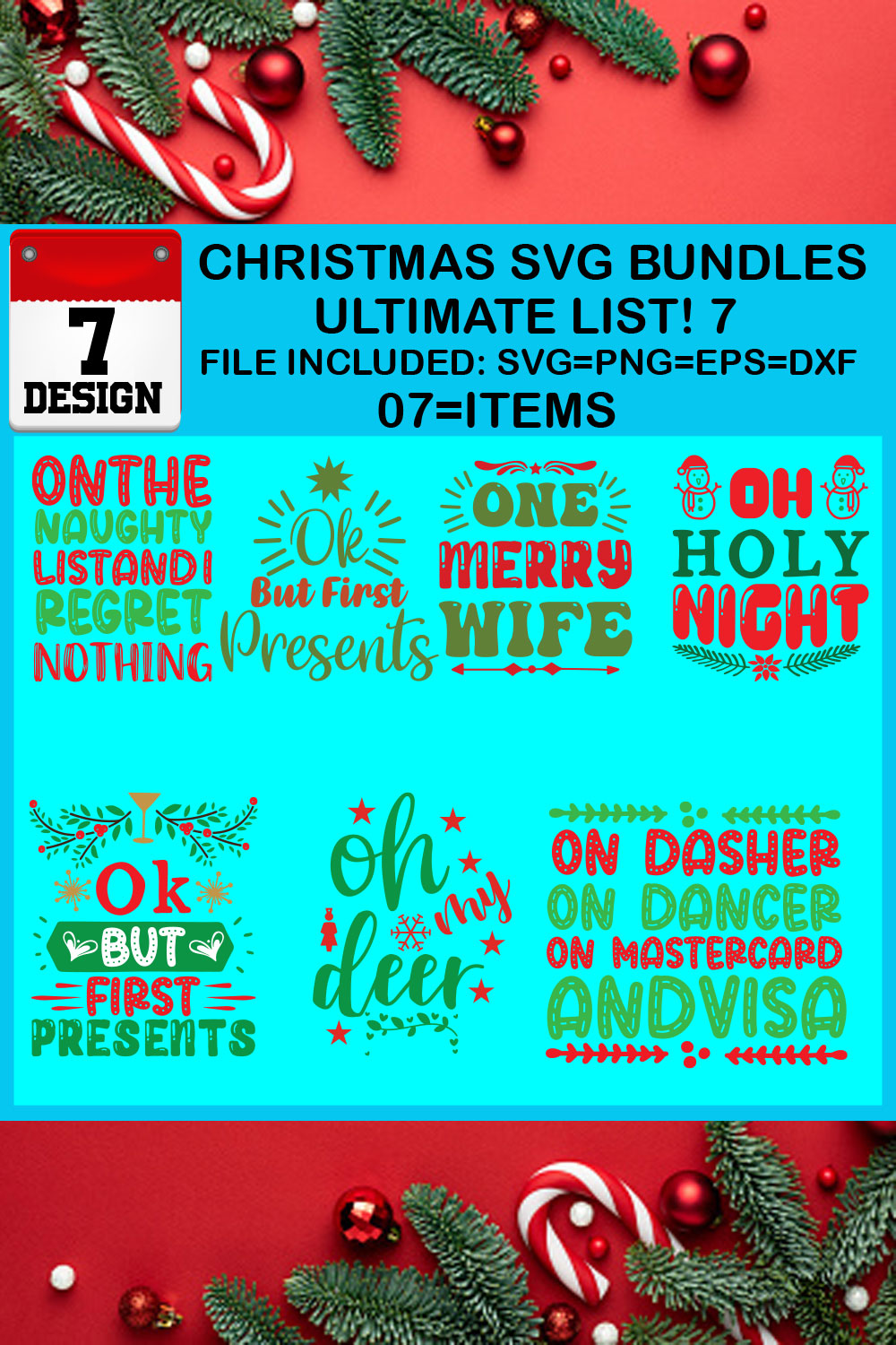 Free Ultimate List! 7 Christmas SVG Bundles pinterest preview image.