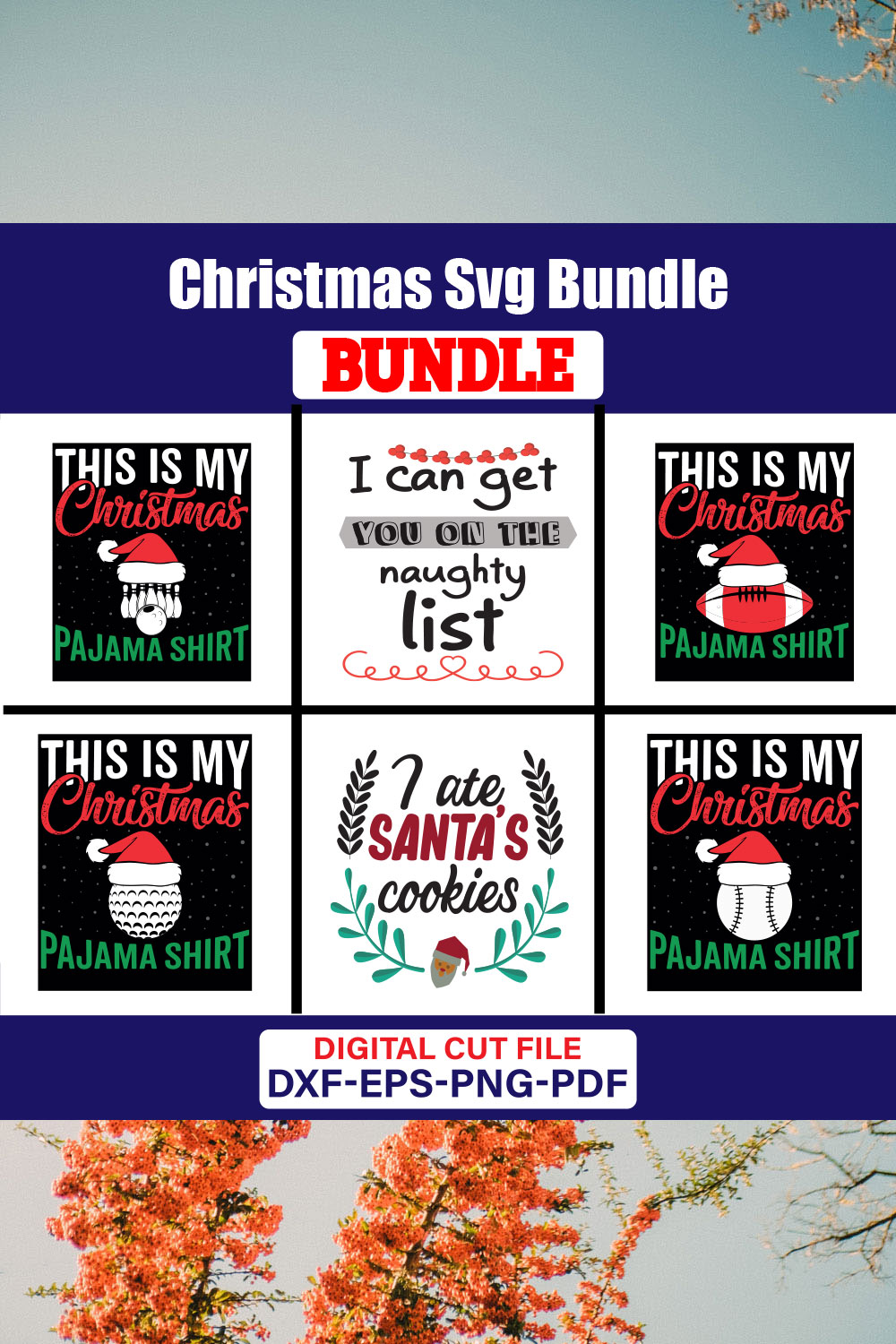 Christmas T-shirt Design Bundle Vol-88 pinterest preview image.
