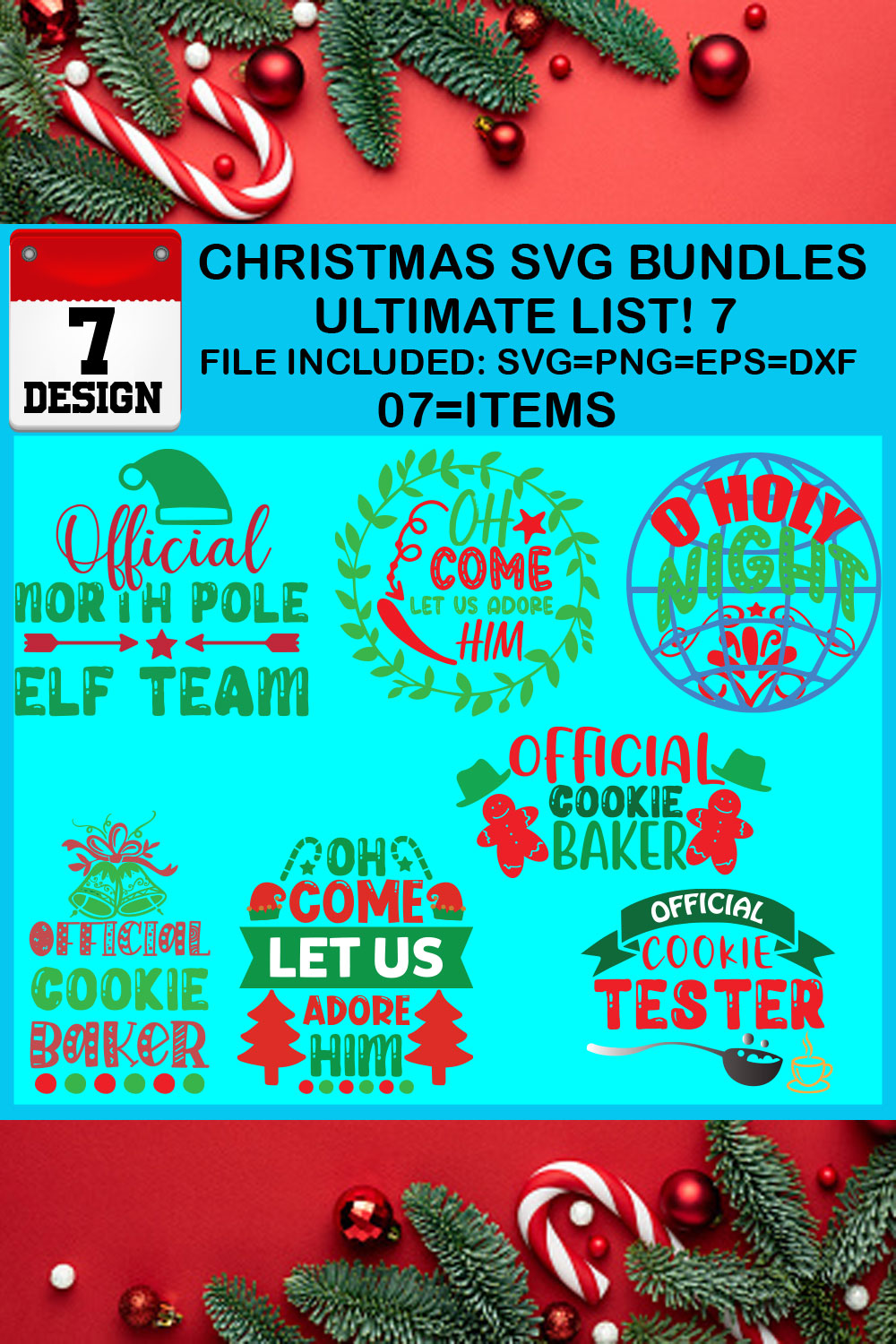 Free Ultimate List! 7 Christmas SVG Bundles pinterest preview image.