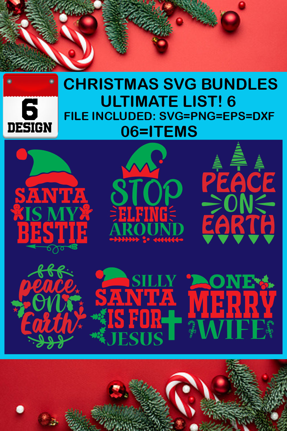 Ultimate List! 6 Christmas SVG Free Bundles pinterest preview image.