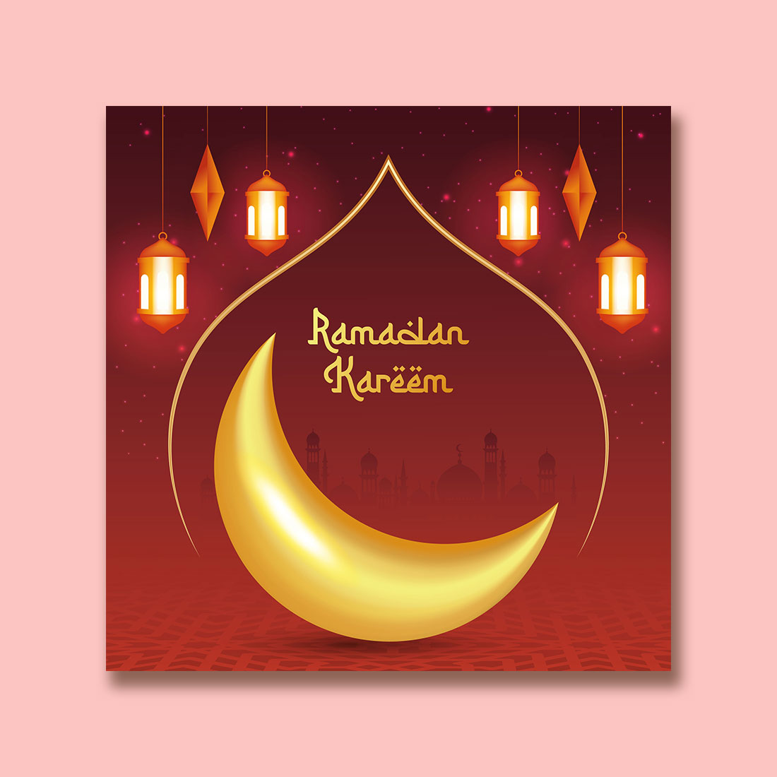 Ramadan Kareem greeting card with Islamic background preview image.