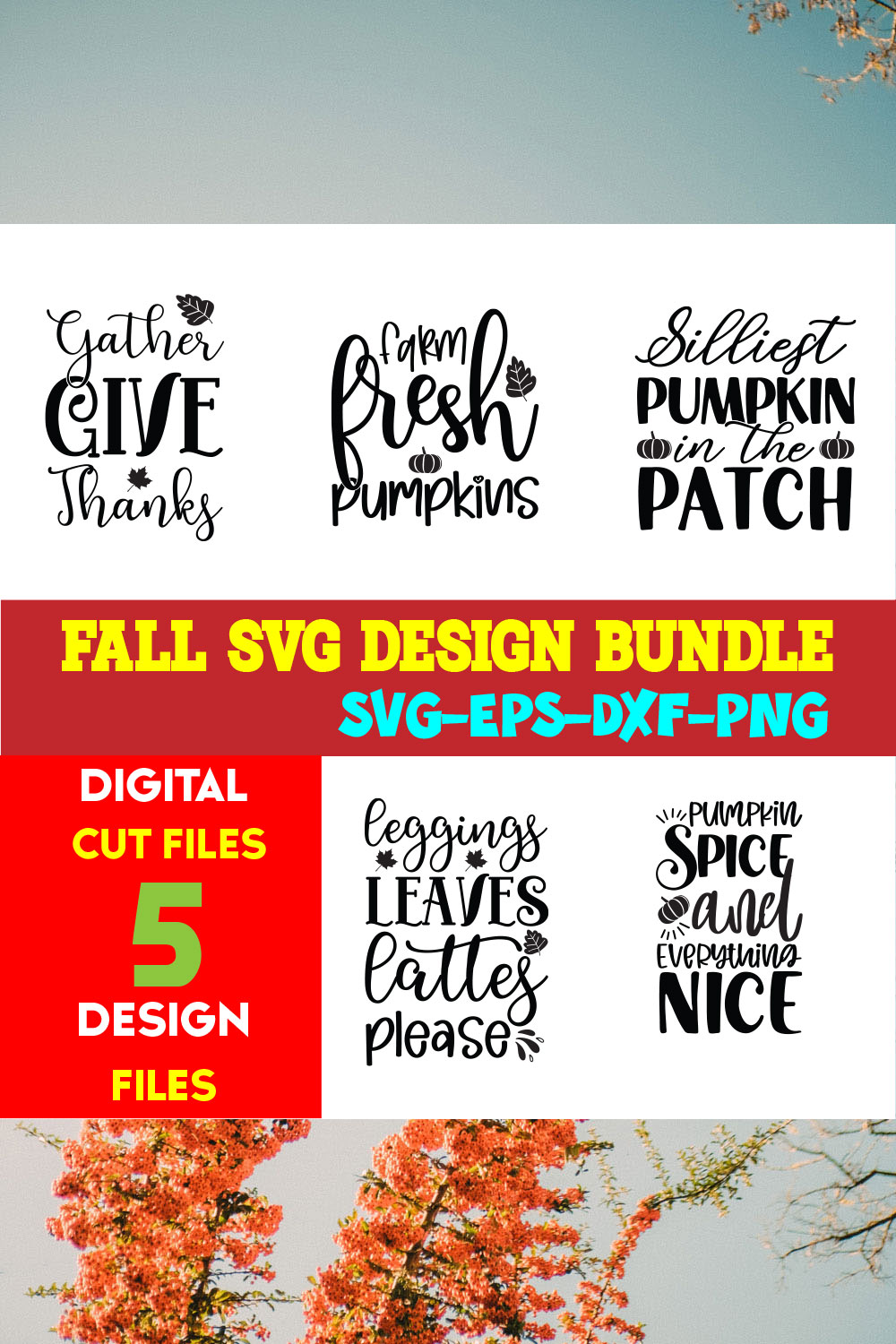 Fall T-shirt Design Bundle Volume-03 pinterest preview image.